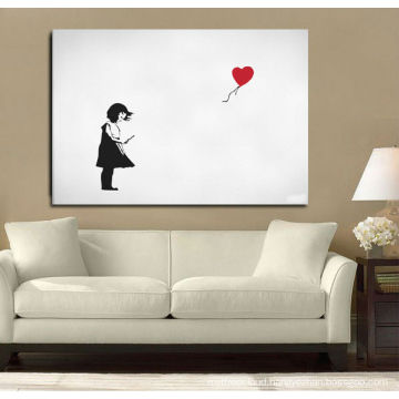 Kids Canvas Print Balloon Girl in White